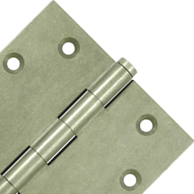 4 1/2 Inch X 4 1/2 Inch Solid Brass Hinge Interchangeable Finials (Square Corner, White Bronze Light Finish) DELTANA