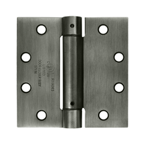 4 1/2 Inch x 4 1/2 Inch Steel Spring Hinge (Square Corner, Antique Nickel Finish) DELTANA