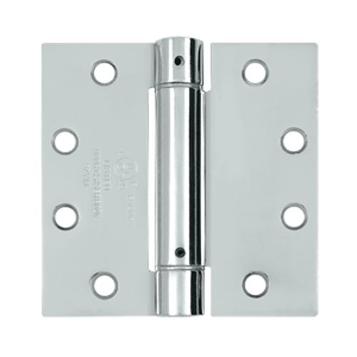 4 1/2 Inch x 4 1/2 Inch Steel Spring Hinge Square Corner Chrome Finish DELTANA