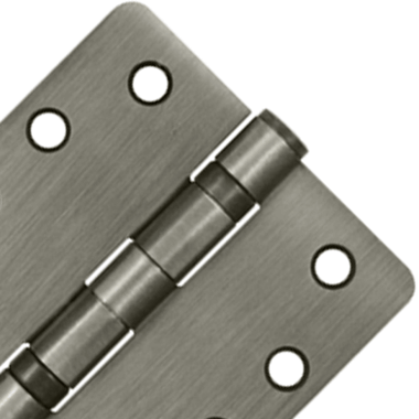 4 Inch x 4 Inch Ball Bearing Steel Hinge (1/4 Radius Corner, Antique Nickel Finish) DELTANA