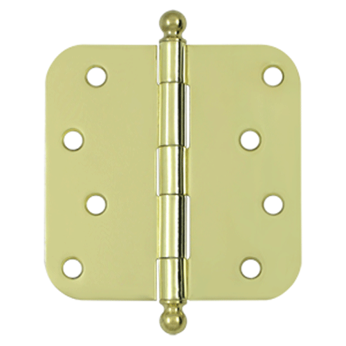4 Inch x 4 Inch Ball Tip Steel Hinge (Polished Brass Finish) DELTANA