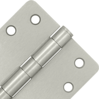 4 Inch x 4 Inch Heavy Duty Steel Hinge (1/4 Radius Corner, Brushed Nickel Finish) DELTANA