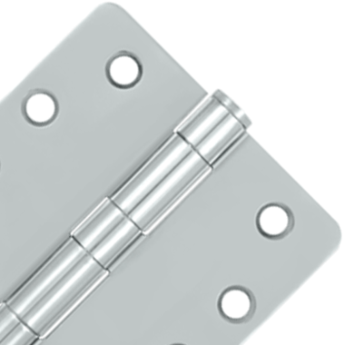 4 Inch x 4 Inch Heavy Duty Steel Hinge 1/4 Radius Corner Chrome Finish DELTANA