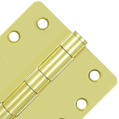 4 Inch x 4 Inch Heavy Duty Steel Hinge (1/4 Radius Corner, Polished Brass Finish) DELTANA