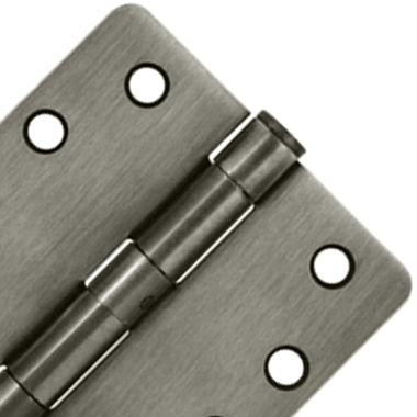 4 Inch x 4 Inch Non-Removable Pin Steel Hinge (1/4 Radius Corner, Antique Nickel Finish) DELTANA