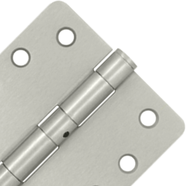 4 Inch x 4 Inch Non-Removable Pin Steel Hinge (1/4 Radius Corner, Brushed Nickel Finish) DELTANA