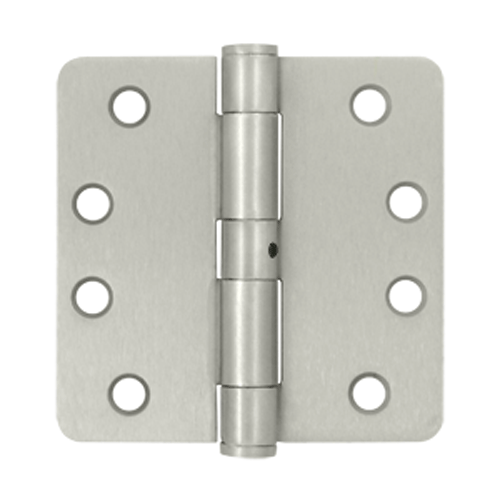 4 Inch x 4 Inch Non-Removable Pin Steel Hinge (1/4 Radius Corner, Brushed Nickel Finish) DELTANA