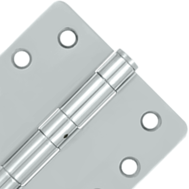 4 Inch x 4 Inch Non-Removable Pin Steel Hinge (1/4 Radius Corner, Chrome Finish) DELTANA