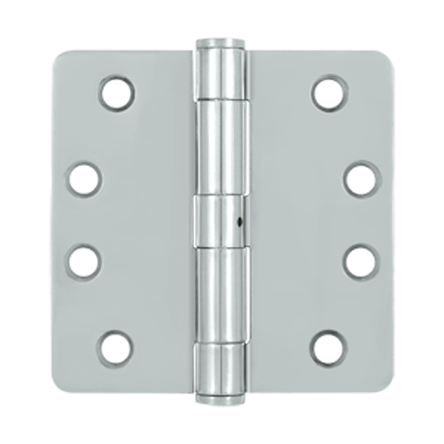 4 Inch x 4 Inch Non-Removable Pin Steel Hinge (1/4 Radius Corner, Chrome Finish) DELTANA