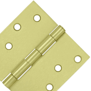 4 Inch x 4 Inch Square Corner Steel Hinge (Brushed Brass Finish) DELTANA