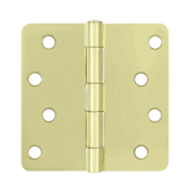 4 Inch x 4 Inch Steel Hinge (1/4 Radius Corner, Polished/Brushed Brass Finish) DELTANA