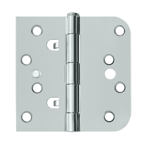 4 Inch x 4 Inch Steel Hinge (5/8 Radius Square Corner, Chrome Finish) DELTANA