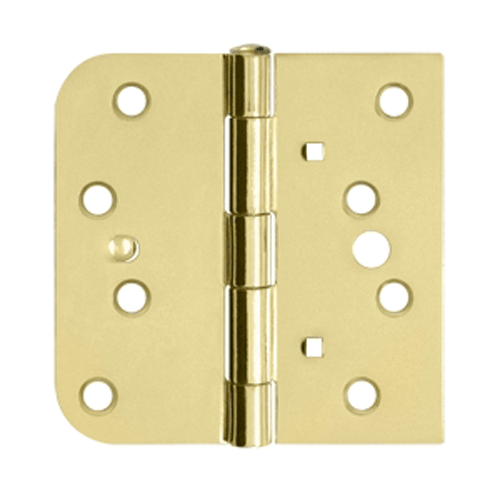 4 Inch x 4 Inch Steel Hinge (5/8 Radius x Square Corner, Polished/Brushed Brass Finish) DELTANA