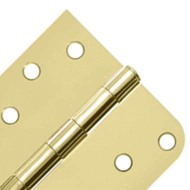 4 Inch x 4 Inch Steel Hinge (5/8 Radius x Square Corner, Polished/Brushed Brass Finish) DELTANA
