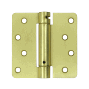 4 Inch x 4 Inch Steel Spring Hinge (1/4 Radius Corner, Brushed Brass Finish) DELTANA