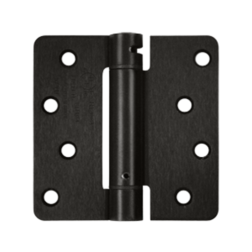 4 Inch x 4 Inch Steel Spring Hinge (1/4 Radius Corner, Oil Rubbed Bronze Finish) DELTANA