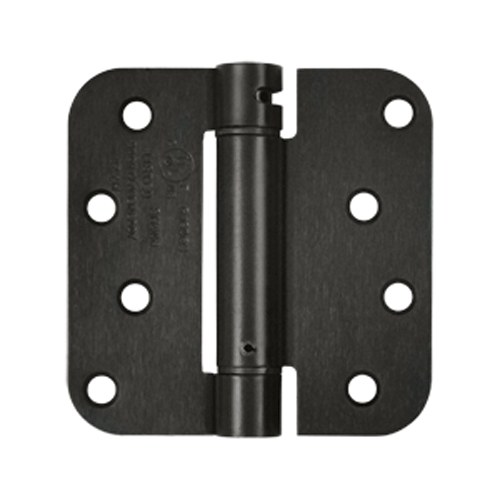 4 Inch x 4 Inch Steel Spring Hinge (5/8 Radius Corner, Oil Rubbed Bronze Finish) DELTANA