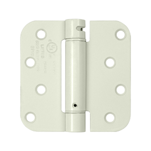 4 Inch x 4 Inch Steel Spring Hinge (5/8 Radius Corner, White Finish) DELTANA