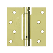 4 Inch x 4 Inch Steel Spring Hinge (Square Corner, Polished Brass Finish) DELTANA