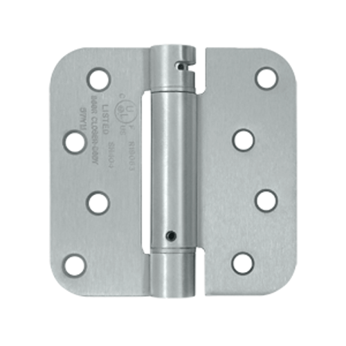 4 Inch x 4 Inch TT Steel Spring Hinge (5/8 Radius Corner, Brushed Chrome Finish) DELTANA
