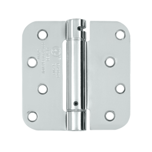 4 Inch x 4 Inch TT Steel Spring Hinge (5/8 Radius Corner Chrome Finish) DELTANA