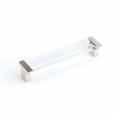 5 3/8 Inch (5 Inch c-c) Positano Clear Pull (Satin Nickel Finish) SCHAUB