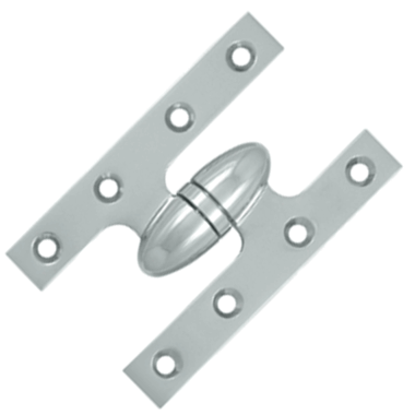 5 Inch x 3 1/4 Inch Solid Brass Olive Knuckle Hinge (Chrome Finish) DELTANA