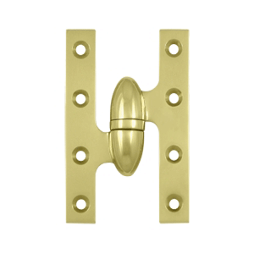 5 Inch x 3 1/4 Inch Solid Brass Olive Knuckle Hinge (Polished Brass Finish) DELTANA