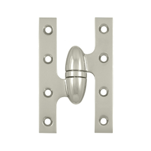 5 Inch x 3 1/4 Inch Solid Brass Olive Knuckle Hinge (Polished Nickel Finish) DELTANA