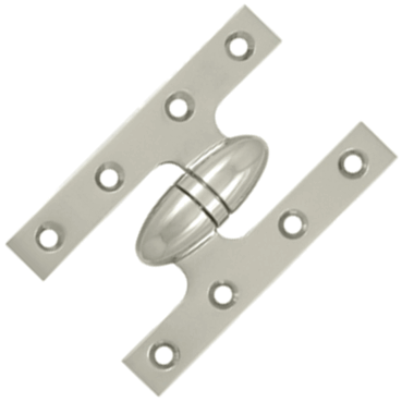 5 Inch x 3 1/4 Inch Solid Brass Olive Knuckle Hinge (Polished Nickel Finish) DELTANA