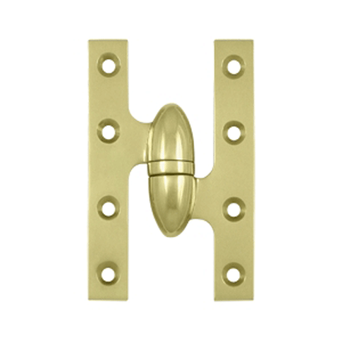 5 Inch x 3 1/4 Inch Solid Brass Olive Knuckle Hinge (Unlacquered Brass Finish) DELTANA