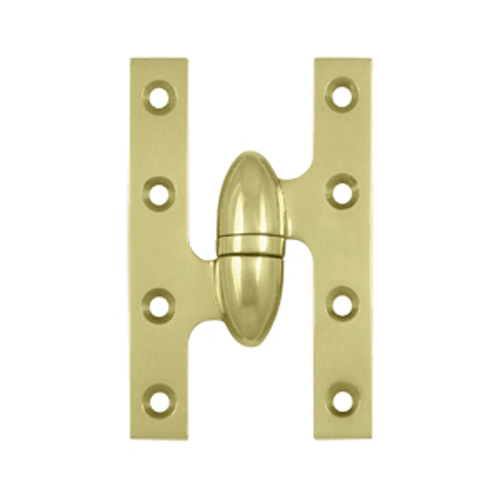 5 Inch x 3 1/4 Inch Solid Brass Olive Knuckle Hinge (Unlacquered Brass Finish) DELTANA