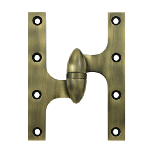 6 Inch x 4 1/2 Inch Solid Brass Olive Knuckle Hinge (Antique Brass) DELTANA