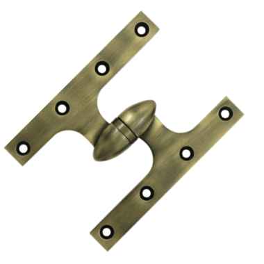 6 Inch x 4 1/2 Inch Solid Brass Olive Knuckle Hinge (Antique Brass) DELTANA