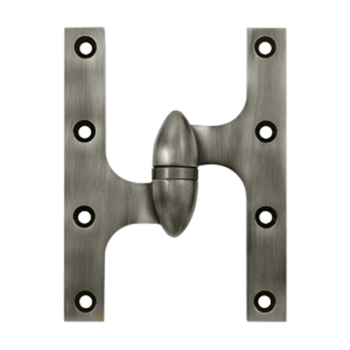 6 Inch x 4 1/2 Inch Solid Brass Olive Knuckle Hinge (Antique Nickel Finish) DELTANA