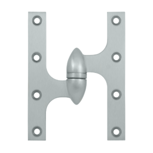 6 Inch x 4 1/2 Inch Solid Brass Olive Knuckle Hinge (Brushed Chrome Finish) DELTANA