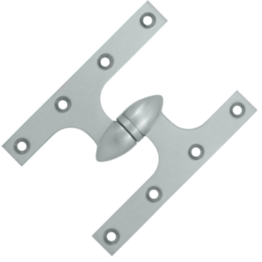 6 Inch x 4 1/2 Inch Solid Brass Olive Knuckle Hinge (Brushed Chrome Finish) DELTANA