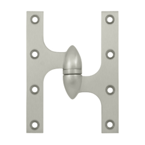 6 Inch x 4 1/2 Inch Solid Brass Olive Knuckle Hinge (Brushed Nickel Finish) DELTANA