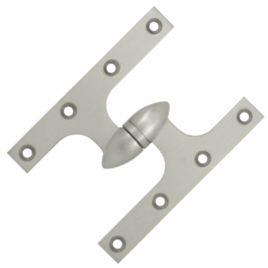 6 Inch x 4 1/2 Inch Solid Brass Olive Knuckle Hinge (Brushed Nickel Finish) DELTANA