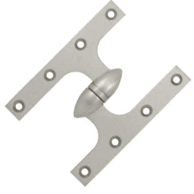 6 Inch x 4 1/2 Inch Solid Brass Olive Knuckle Hinge (Brushed Nickel Finish) DELTANA