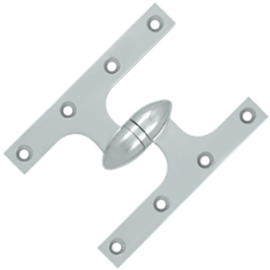 6 Inch x 4 1/2 Inch Solid Brass Olive Knuckle Hinge (Chrome Finish) DELTANA