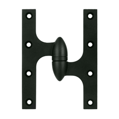 6 Inch x 4 1/2 Inch Solid Brass Olive Knuckle Hinge (Paint Black Finish) DELTANA