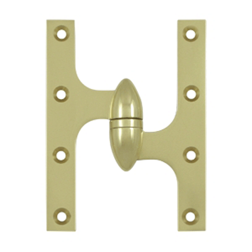 6 Inch x 4 1/2 Inch Solid Brass Olive Knuckle Hinge (Polished Brass Finish) DELTANA