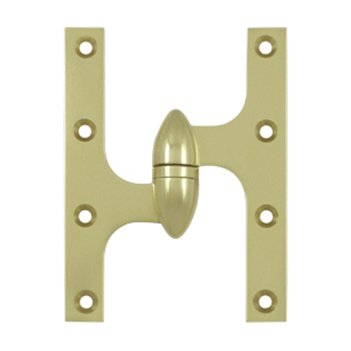 6 Inch x 4 1/2 Inch Solid Brass Olive Knuckle Hinge (Unlacquered Brass Finish) DELTANA