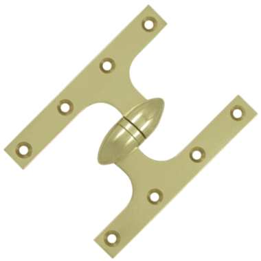 6 Inch x 4 1/2 Inch Solid Brass Olive Knuckle Hinge (Unlacquered Brass Finish) DELTANA