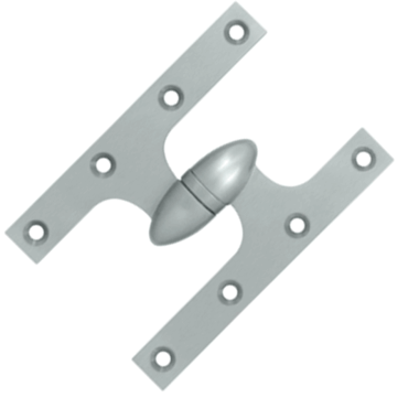 6 Inch x 4 Inch Solid Brass Olive Knuckle Hinge Brushed Chrome Finish DELTANA