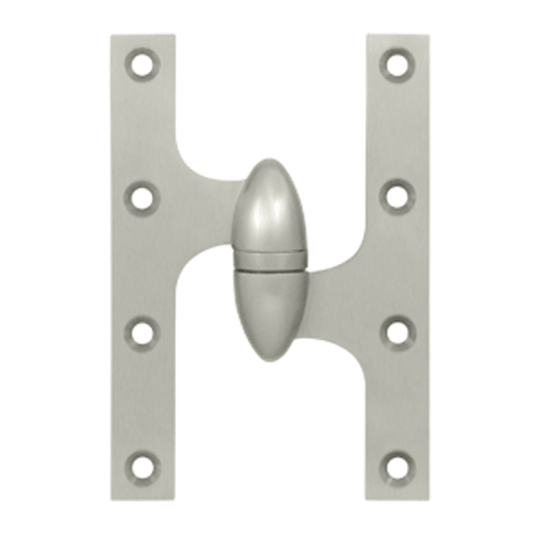 6 Inch x 4 Inch Solid Brass Olive Knuckle Hinge Brushed Nickel Finish DELTANA