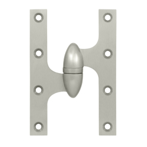 6 Inch x 4 Inch Solid Brass Olive Knuckle Hinge Brushed Nickel Finish DELTANA