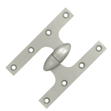 6 Inch x 4 Inch Solid Brass Olive Knuckle Hinge Brushed Nickel Finish DELTANA