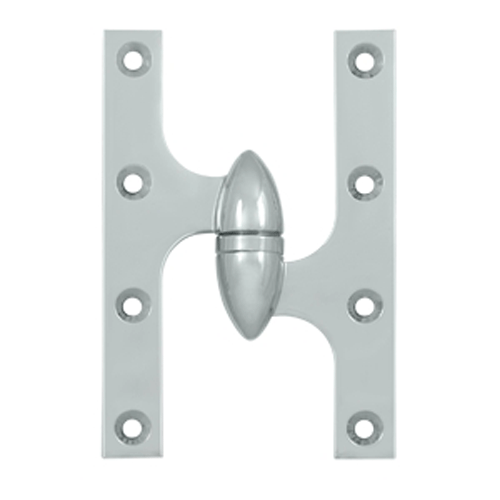 6 Inch x 4 Inch Solid Brass Olive Knuckle Hinge (Chrome Finish) DELTANA